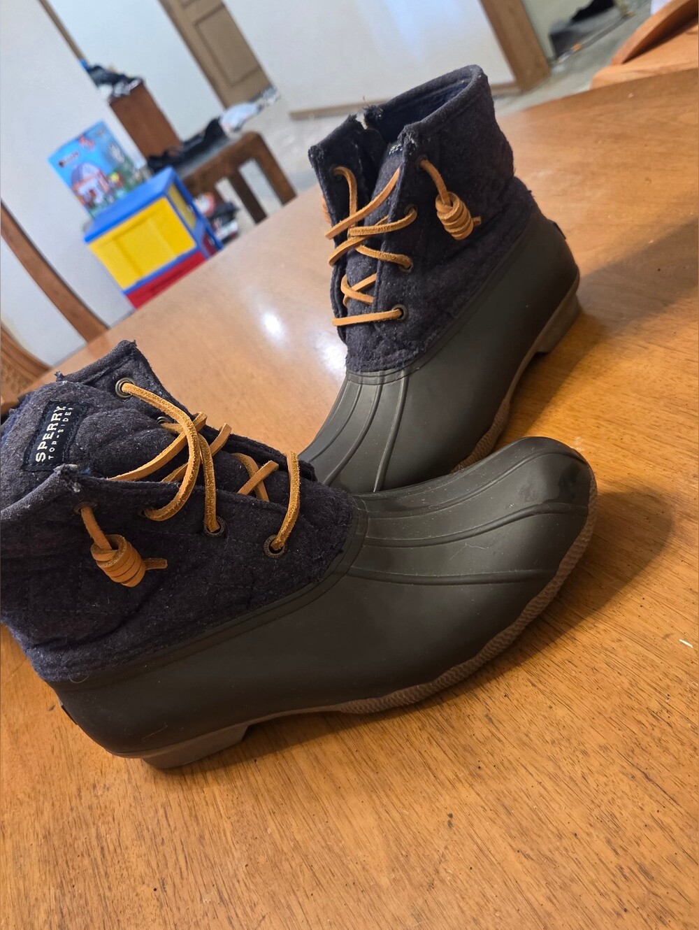 Sperry Navy Wool and Olive Green Duck Boot